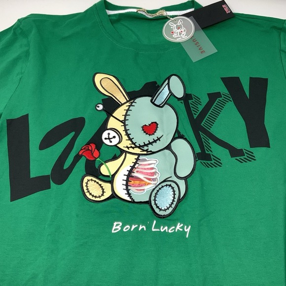 BKYS Lucky Charm T-Shirt Men's 2XL Exclusive Embroidered Green Bunny Famous - Picture 4 of 14